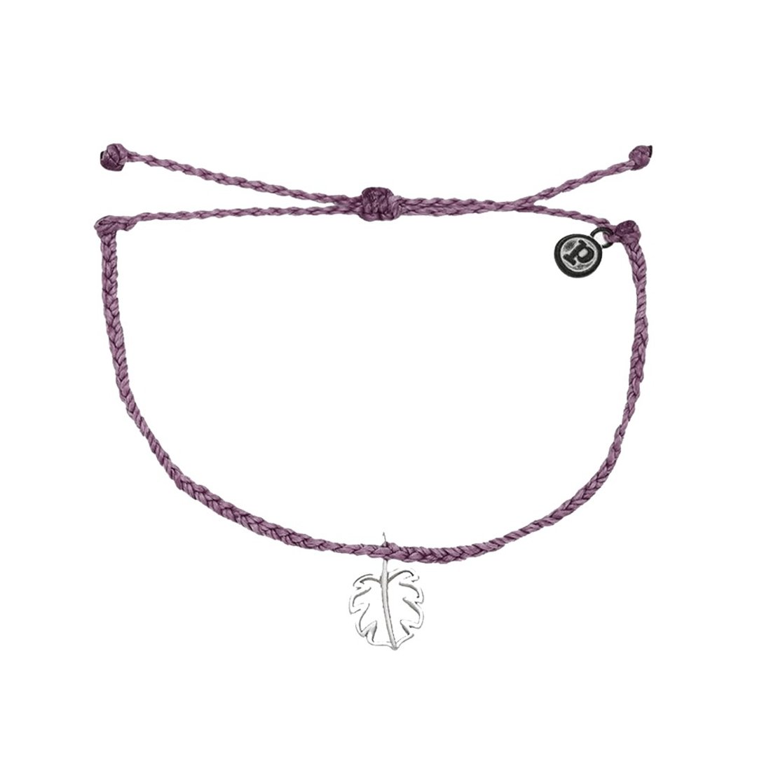 Pura Vida 美国手工 珍珠母贝龟背芋 浅紫色蜡线可调式冲浪手环 - 手链/手环 - 防水材质 紫色