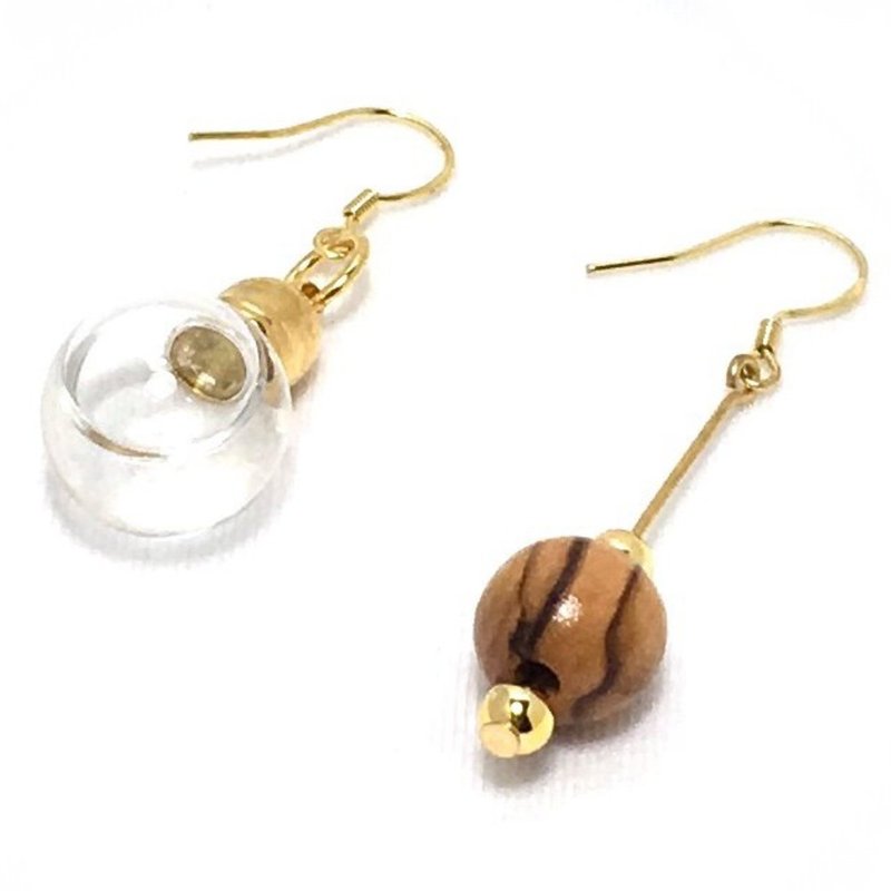 以色列进口 瓶安系列 24K金 手工 耳环 约旦河 圣水 8210014 - 耳环/耳夹 - 玻璃 透明