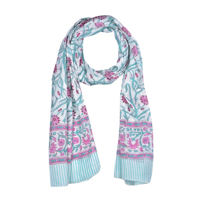 轻盈棉质花卉围巾 女士夏季旅行薄款披肩 - 丝巾 - 其他材质 多色