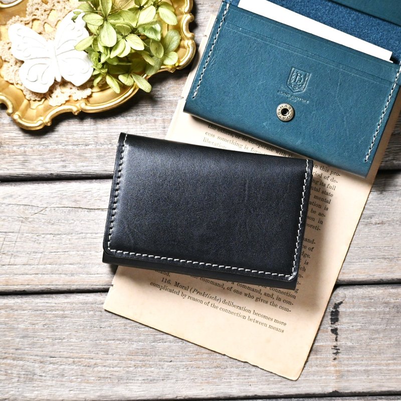 名片夹 大容量 古董皮革 皮革 - 名片夹/名片盒 - 真皮 黑色