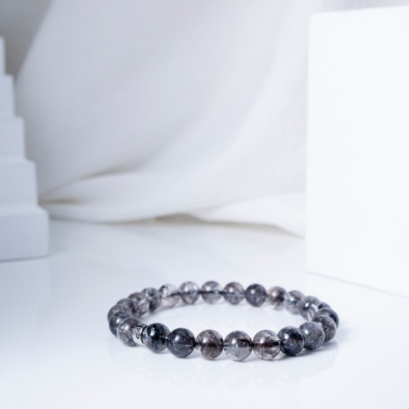 闪灵钻 | 天然能量手串 | 7-8mm - 手链/手环 - 水晶 灰色