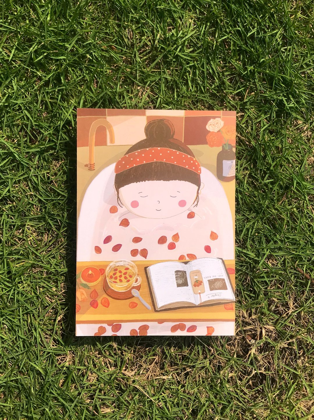 【别忘了跟自己好好相处】插画明信片 - 卡片/明信片 - 纸 红色