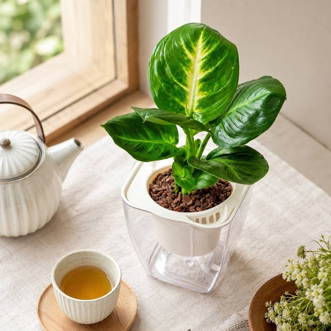 玛莉安黛粉叶 免浇水方形盆栽 室内植物 观叶植物 礼物 盆 - 植栽/盆栽 - 植物．花 透明