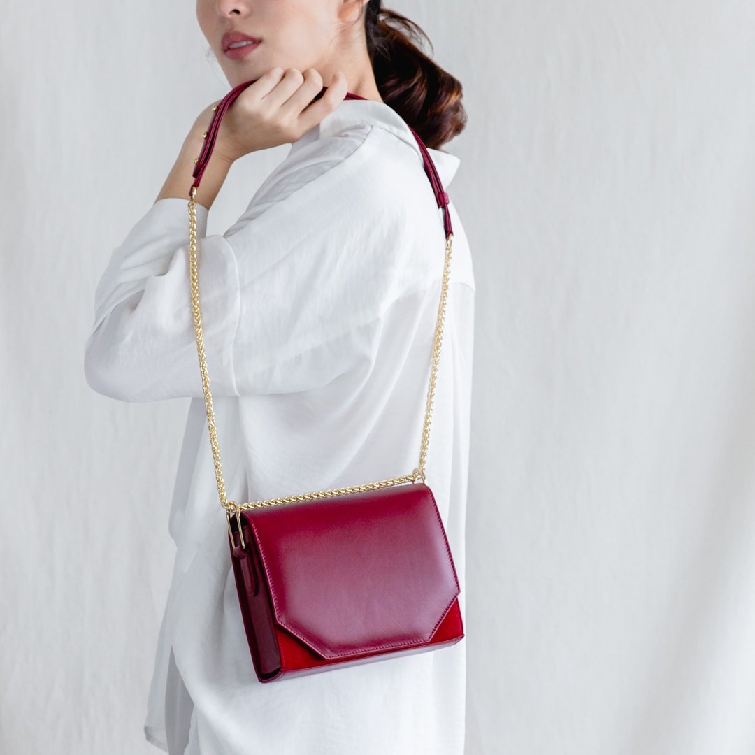 PANDORA SMALL - SMALL MINIMAL WOMAN LEATHER SHOULDER BAG-MAROON/ DEEP RED - 侧背包/斜挎包 - 真皮 红色