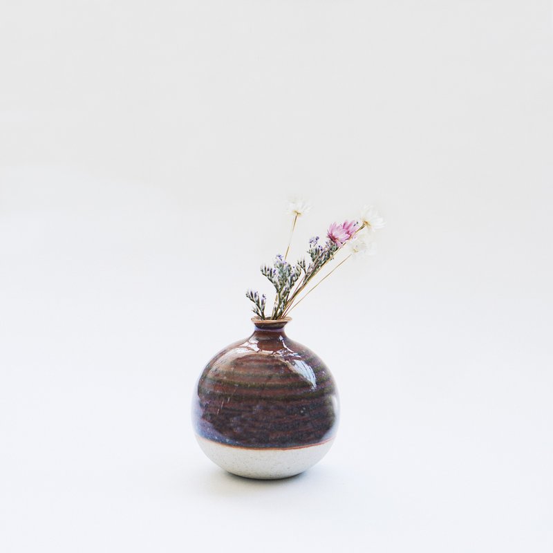 手工陶瓷迷你花器 - 紫薇红 - 花瓶/陶器 - 瓷 紫色
