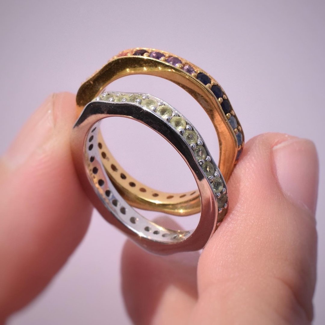 Rainbow round ring #minimsignature R531 - 戒指 - 纯银 