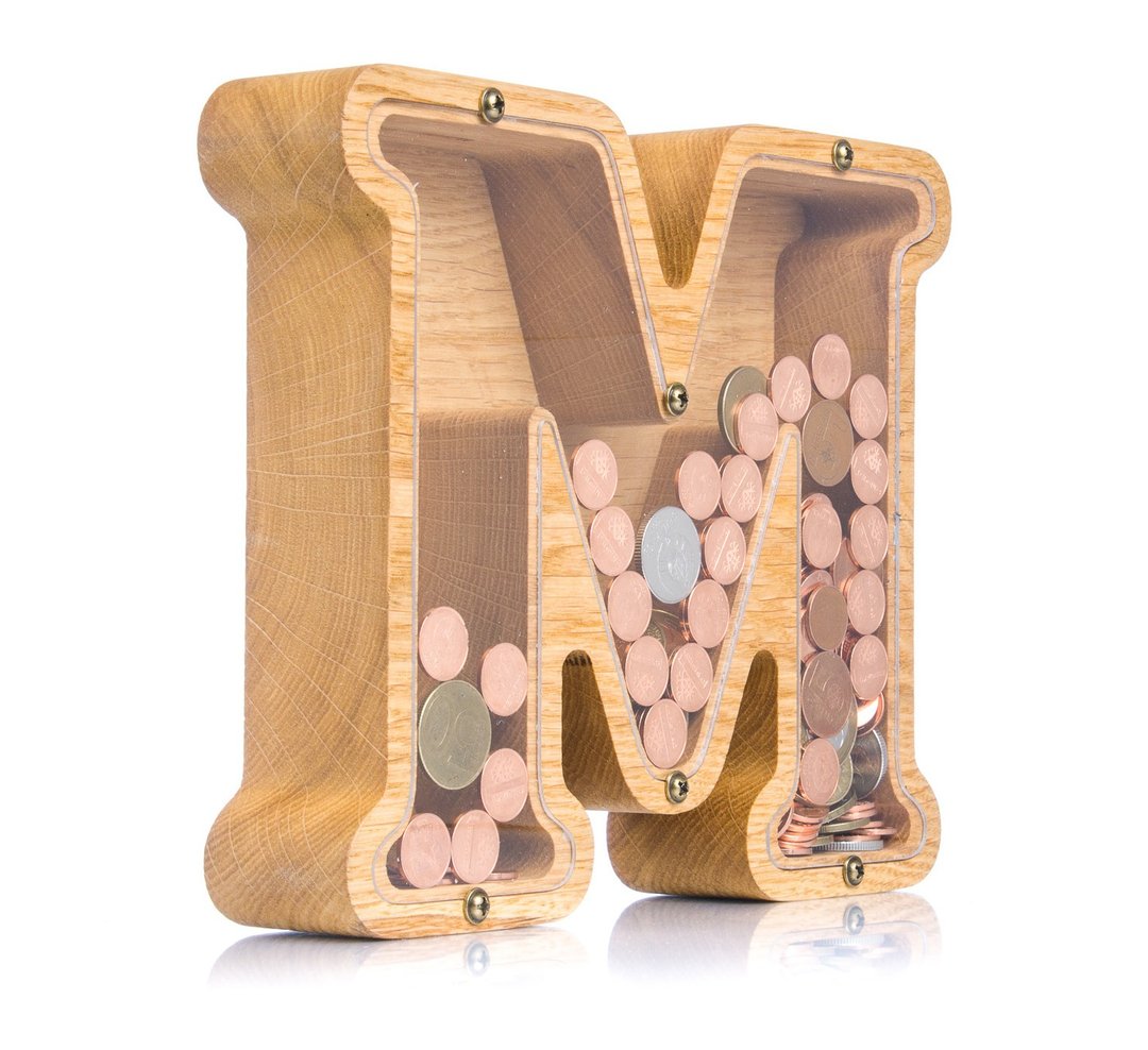 LETTER Wood piggy bank Money gift for kids Custom personalize baby boy girl gift - 储蓄罐 - 木头 