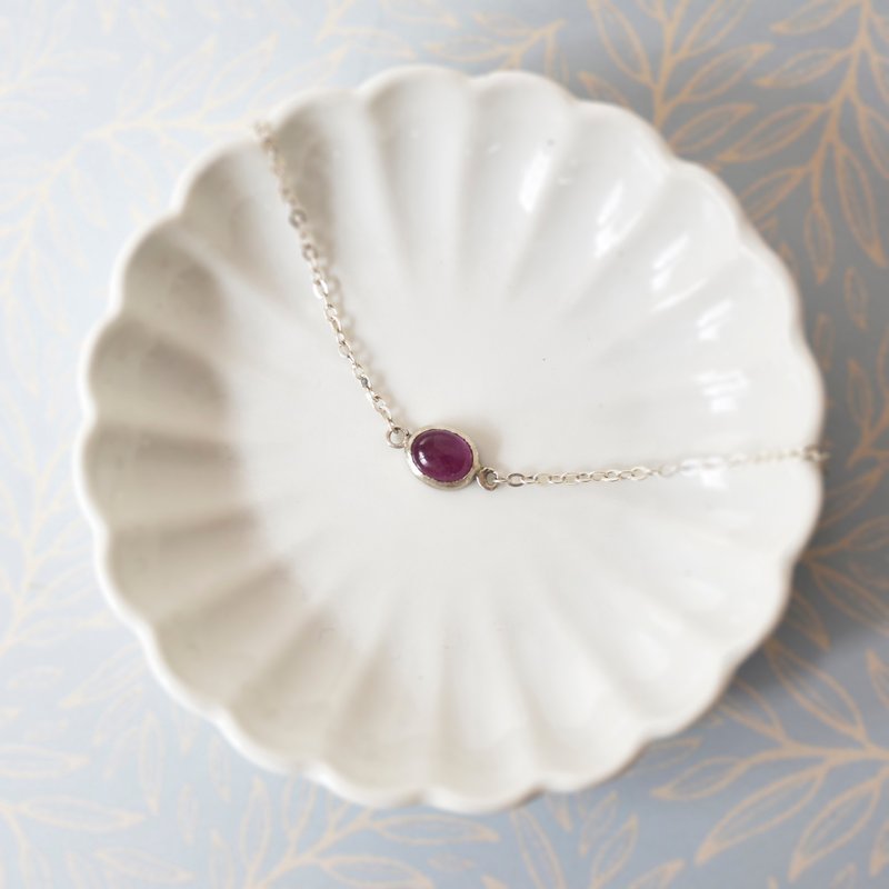 手制天然粉红蓝宝石手链 // 天然宝石 // 九月份生日石 - 手链/手环 - 宝石 红色