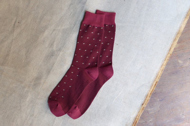 城市光景小方格绅士袜 摩登红 - 袜子 - 棉．麻 红色