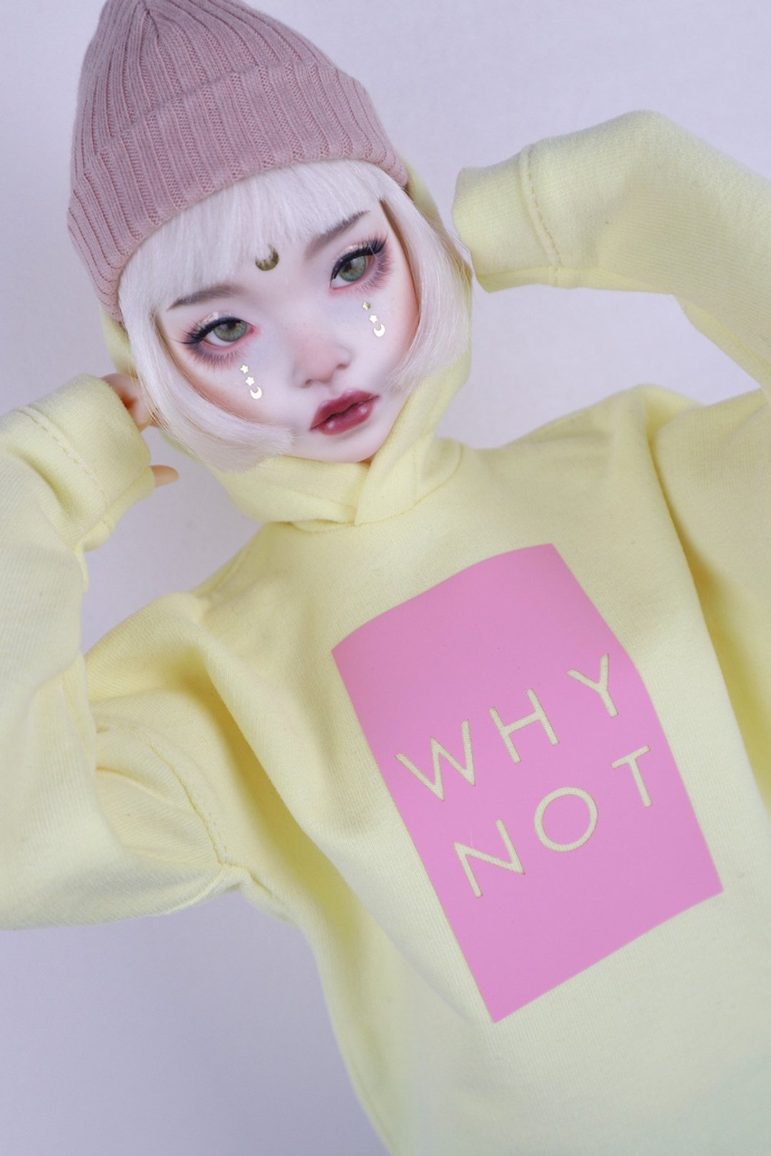 Hoodie 'Why Not' for BJD Minifee (MSD) and Feeple60 (SD13) - 中性连帽卫衣/T 恤 - 其他材质 黄色