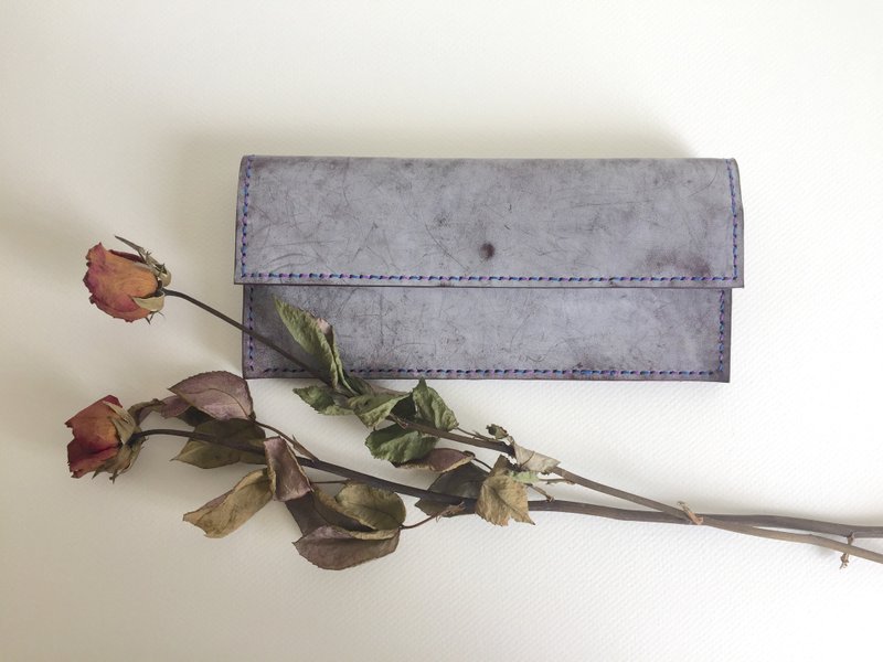 擦蜡紫好感长夹＿皮革手工缝制  Handcraft Wallet - 皮夹/钱包 - 真皮 紫色