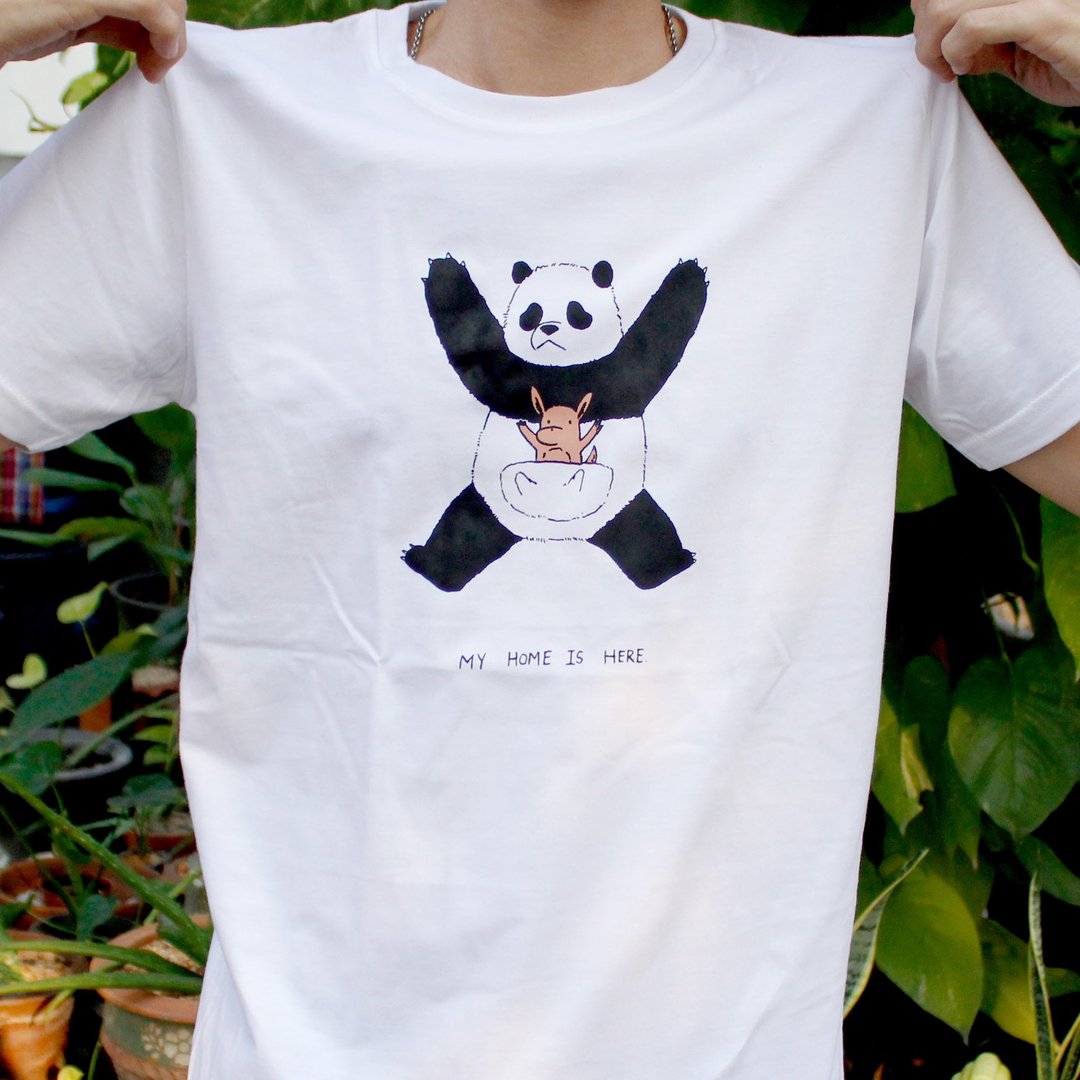 T-shirt Panda Kangaroo - 男装上衣/T 恤 - 棉 白色