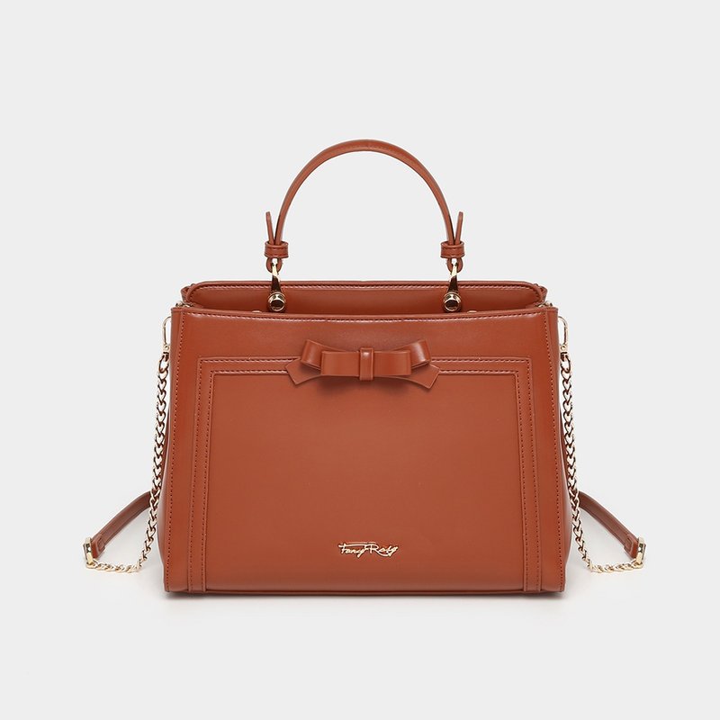 蝴蝶结车线大托特包 - 手提包/手提袋 - 其他材质 咖啡色