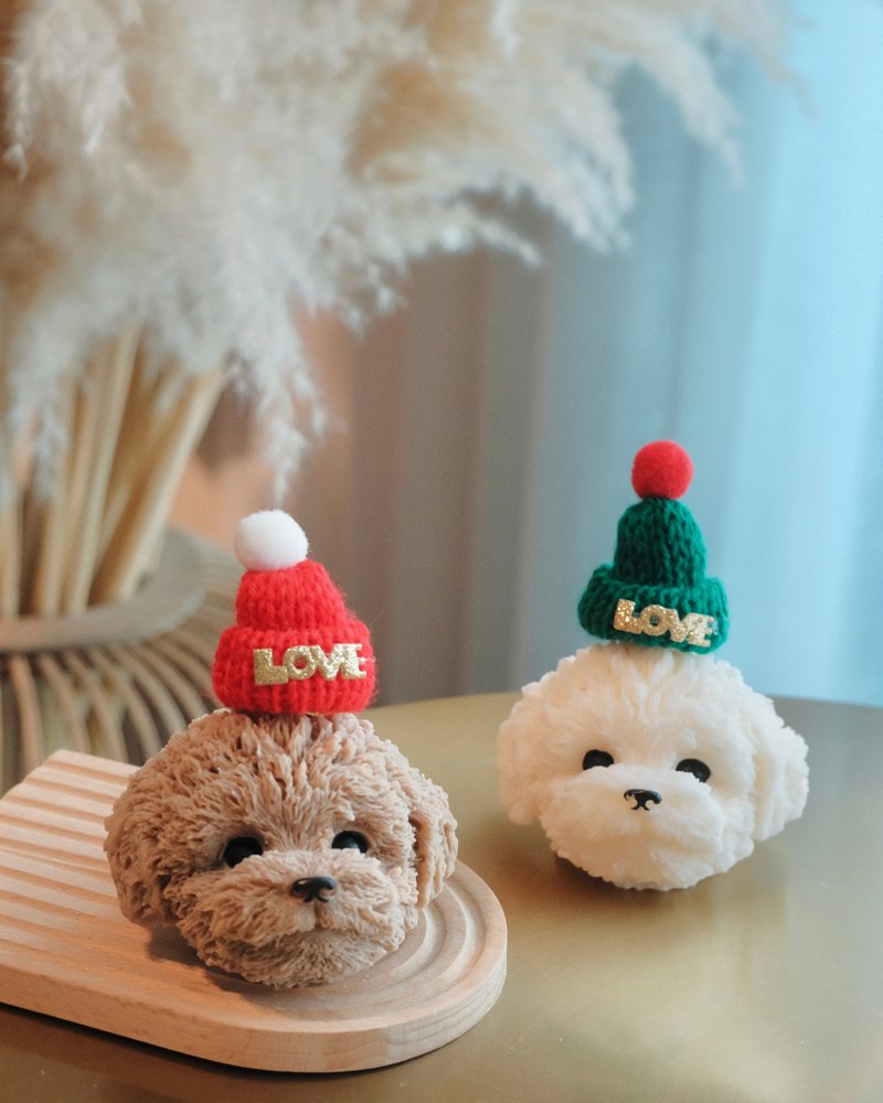 毛线帽小狗香氛蜡烛 定制化贵宾狗蜡烛 比熊造型 马尔济斯造型 - 蜡烛/烛台 - 蜡 