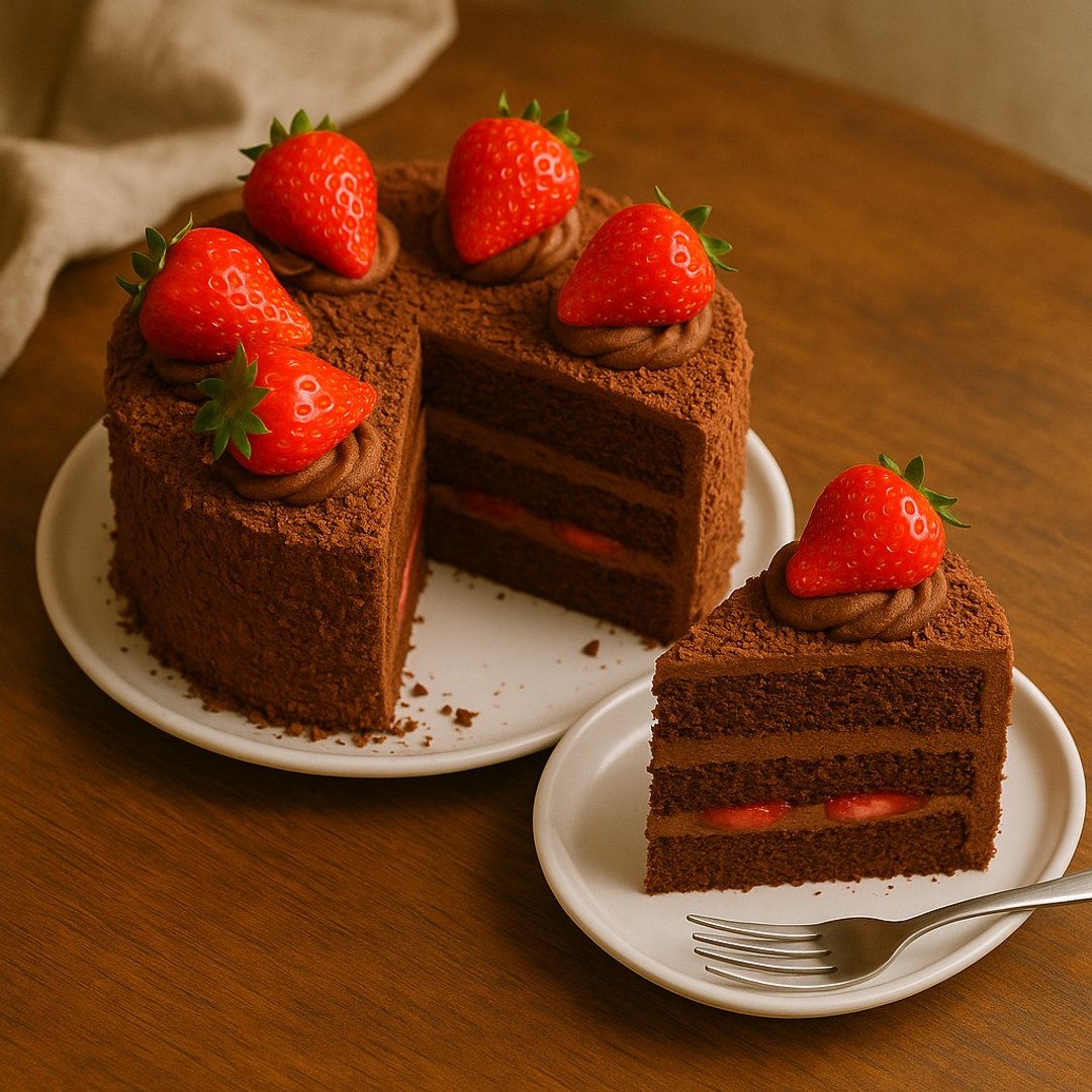 莓影可可 6 寸草莓可可香缇蛋糕 Strawberry Cocoa Chiffon Cake - 蛋糕/甜点 - 新鲜食材 