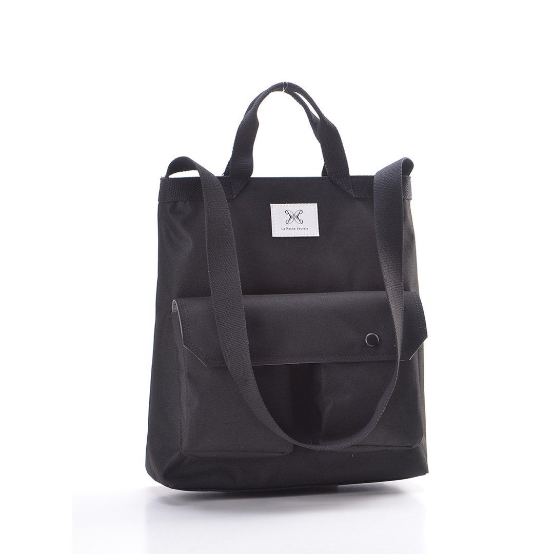LaPoche Secrete: 文青礼物_防泼水两用帆布包_可肩背斜背 - 侧背包/斜挎包 - 防水材质 黑色
