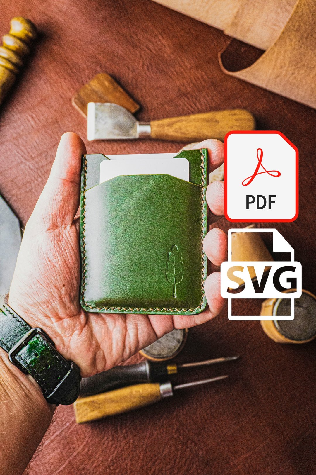 Minimalist Money clip cardholder PDF pattern, SVG file format for laser cutting - 手工艺教程/工具书 - 其他材质 