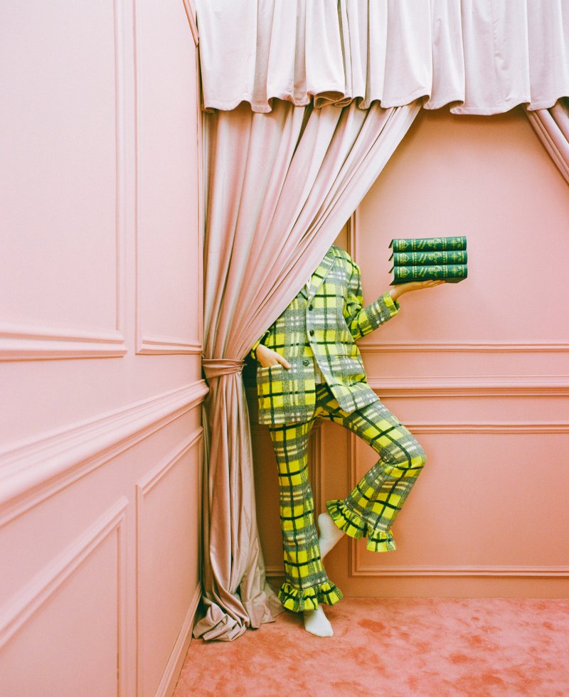 (订制) 羊毛呢荷叶边喇叭裤 (格子款) - 女装长裤 - 羊毛 多色