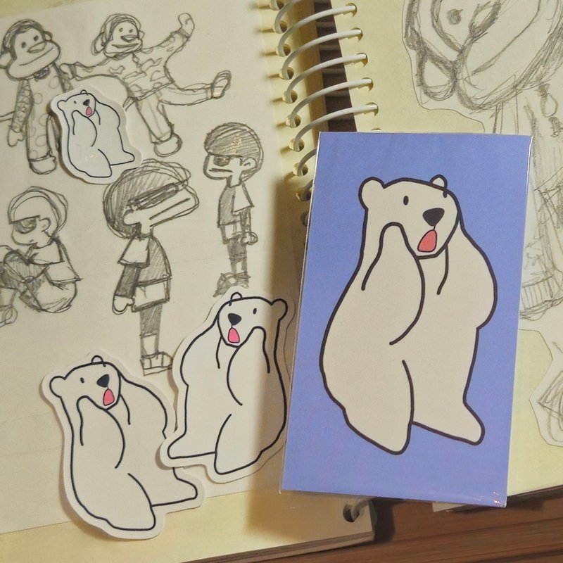 哇喔!白熊 贴纸 1套6张入 - 贴纸 - 纸 白色