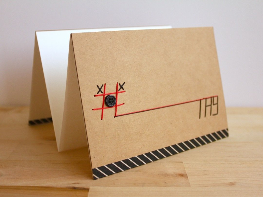 Handmade A6 Accordion Card - #TIC-TAC-TOE (手工作六面卡片) - 卡片/明信片 - 纸 咖啡色