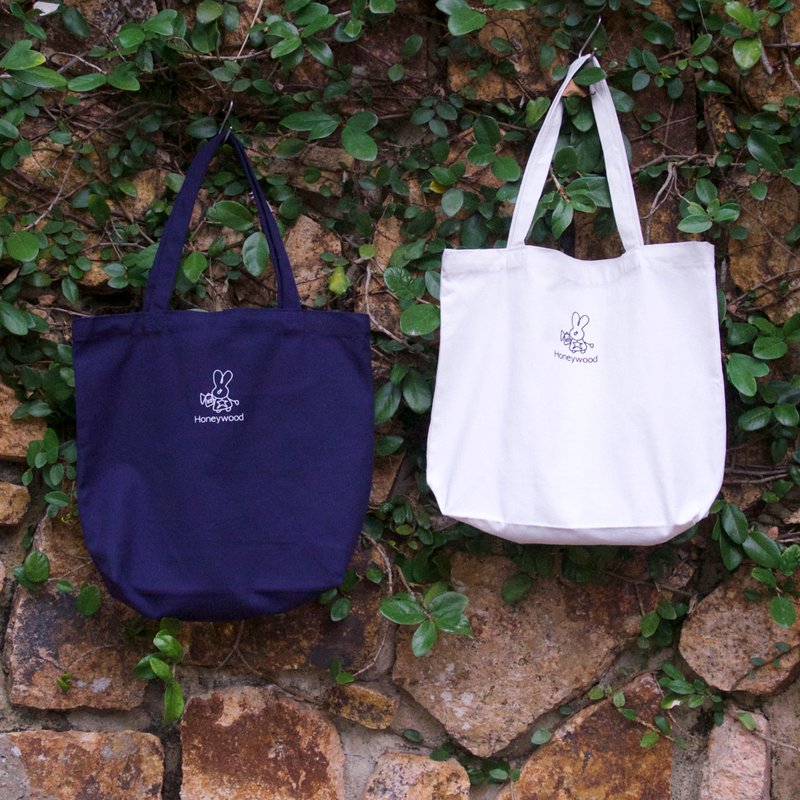 Honeywood 帆布袋 白 / 海军蓝 - 侧背包/斜挎包 - 棉．麻 白色