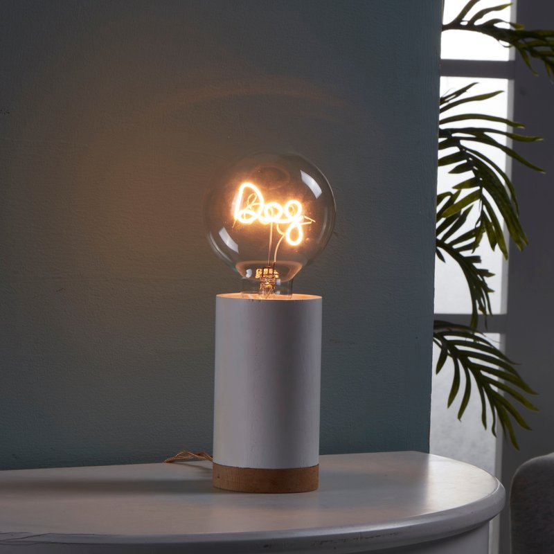 圆柱形木制小夜灯 - 含1个小狗LED灯泡 - 灯具/灯饰 - 玻璃 黑色