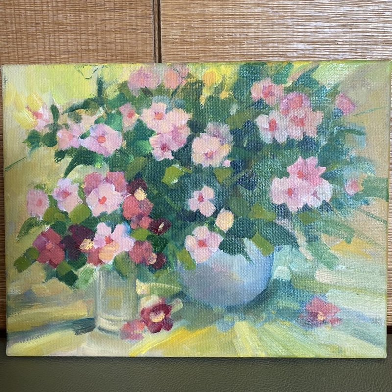 晨光花语 - 粉色花卉油画 手绘原作 小品画 - 海报/装饰画/版画 - 棉．麻 