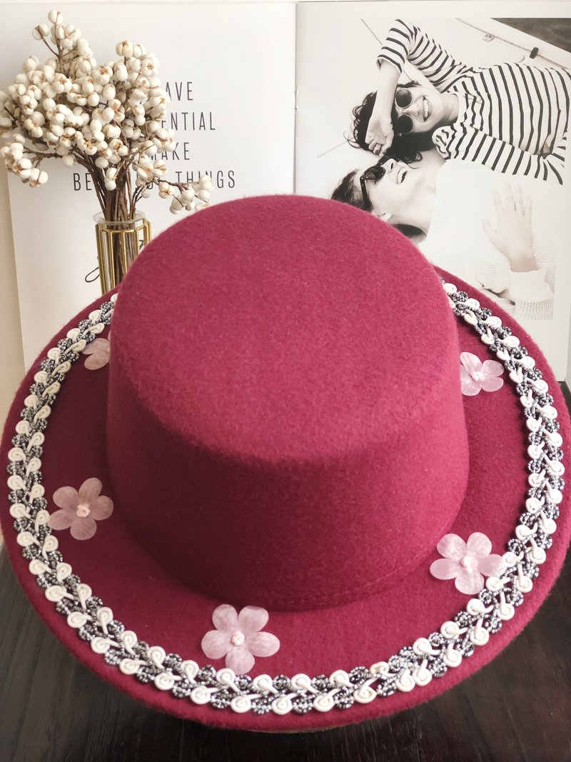 原创酒红色爵士帽 - 帽子 - 其他材质 红色