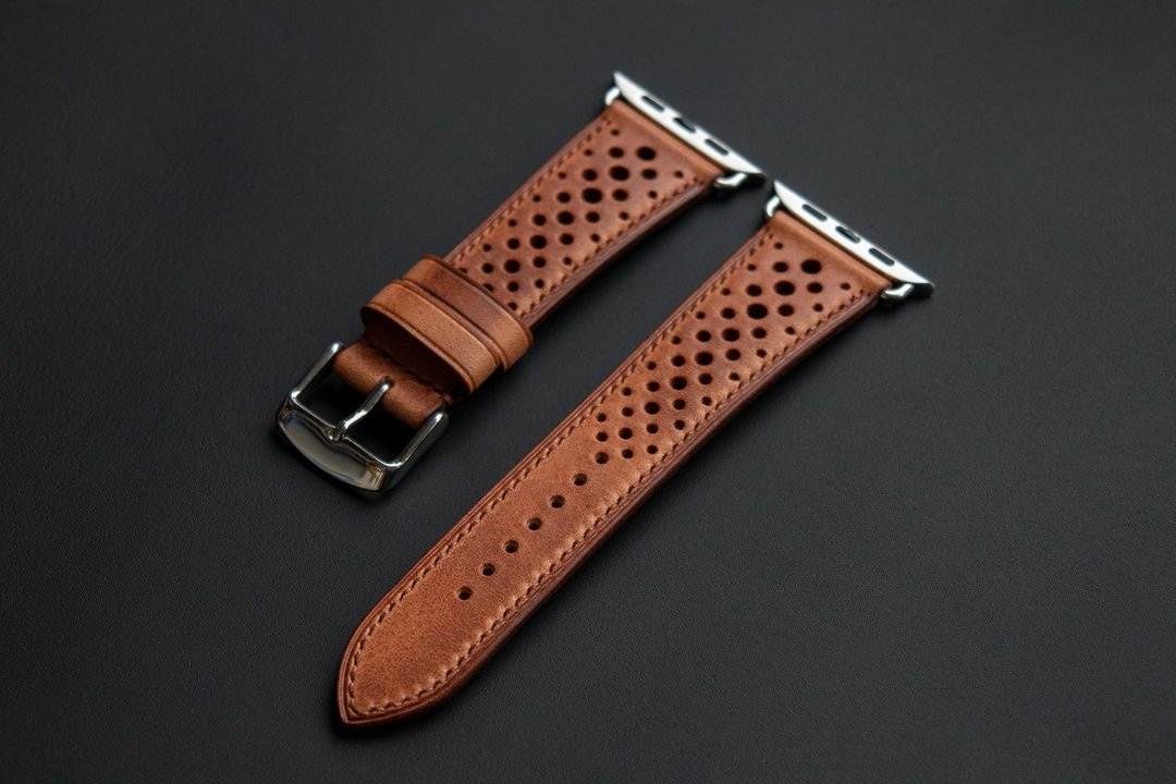 Racing 风格 Horween Derby 皮革表带，自然色 (订制款) - 表带 - 真皮 咖啡色