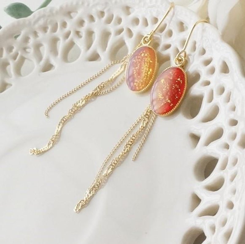 Autumn leaves color ☆ * :. Earrings / Clip-On - 耳环/耳夹 - 其他金属 橘色