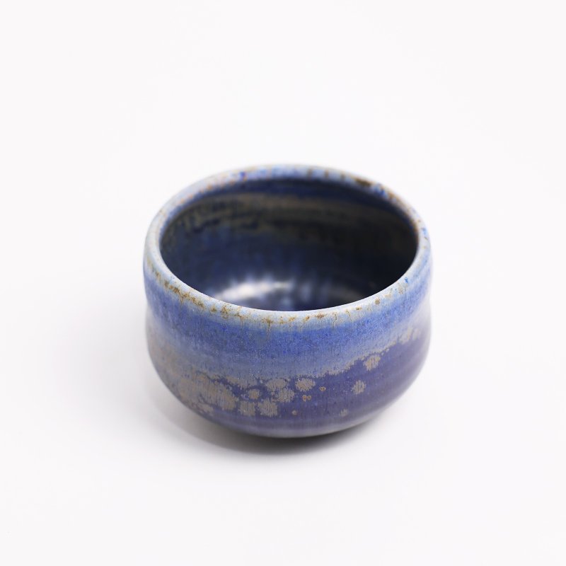 明芽窑 l 柴烧灰蓝结晶银丝茶碗 蓝 陶器 陶艺品 茶具 搜藏品 - 茶具/茶杯 - 陶 蓝色