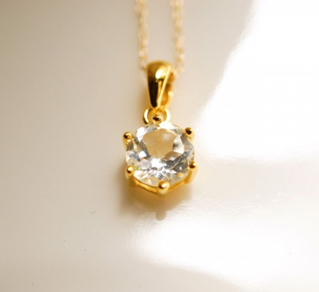 K18 finest white topaz necklace Stella - 项链 - 宝石 透明