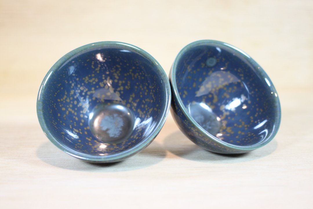 【沐春生活】富贵 蓝晶釉对杯 茶碗 名家叶敏祥作品 - 茶具/茶杯 - 陶 
