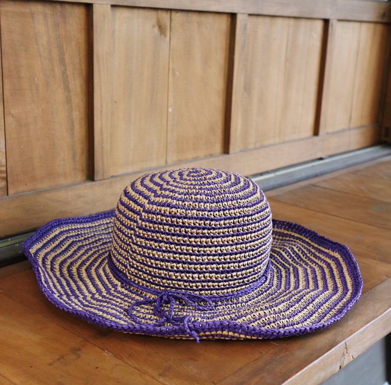 ChiChi手作-手工编织-出游/轻旅行/生日礼物/闰密 - 帽子 - 纸 紫色