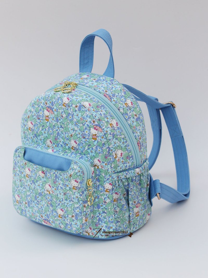 liberty tana 布料kitty|双肩包|后背包|布艺双肩包 - 后背包/双肩包 - 棉．麻 蓝色