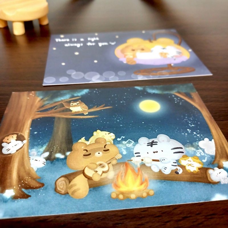 营火晚会/ 点一盏灯- 四季明信片 - 系列4 - 卡片/明信片 - 纸 蓝色