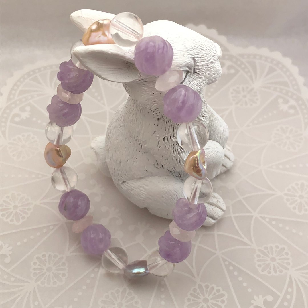 Cool and cute natural stone bracelet - 手链/手环 - 石头 紫色