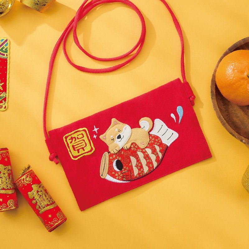 样样好物 手工拼布刺绣柴犬新年红包袋 - 红包/春联 - 棉．麻 