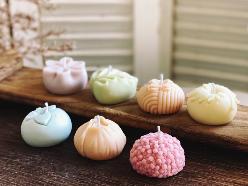 日式和菓子香氛蜡烛礼盒|年节伴手礼 - 蜡烛/烛台 - 蜡 