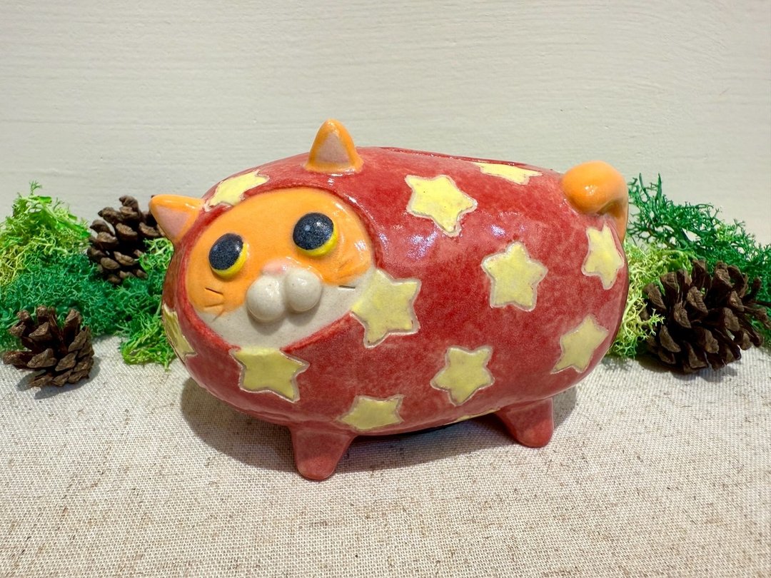 星星喵小福存钱筒-红色A款 - 储蓄罐 - 陶 红色