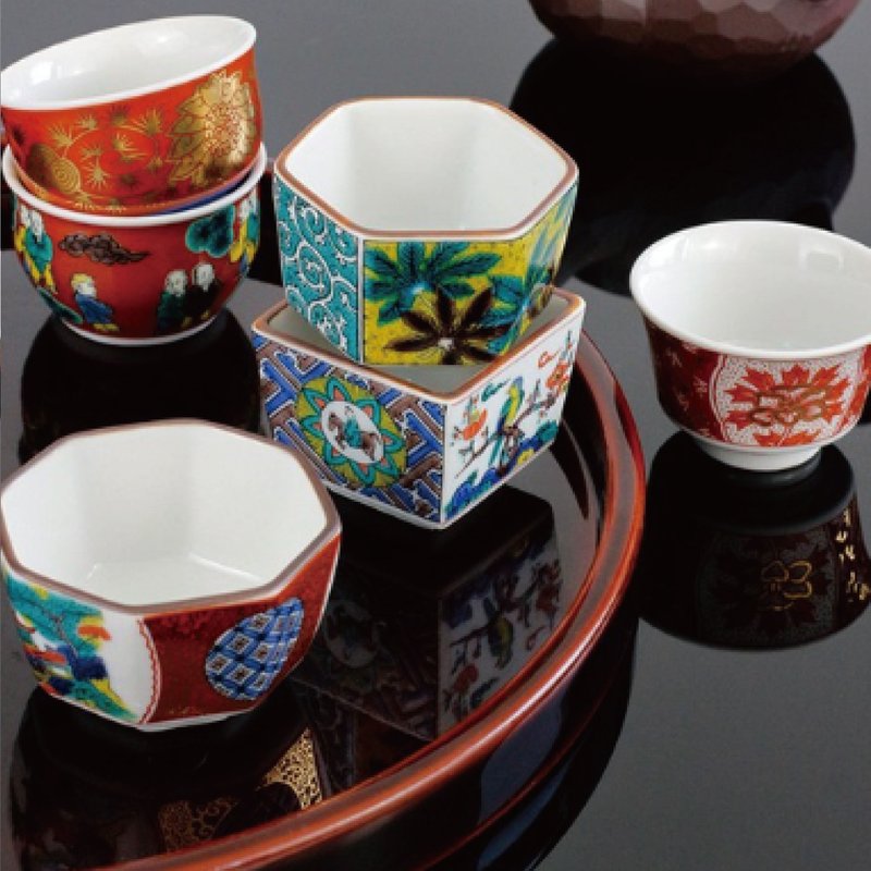 【送礼推荐】九谷烧-时代画风组杯6入 - 茶具/茶杯 - 瓷 多色