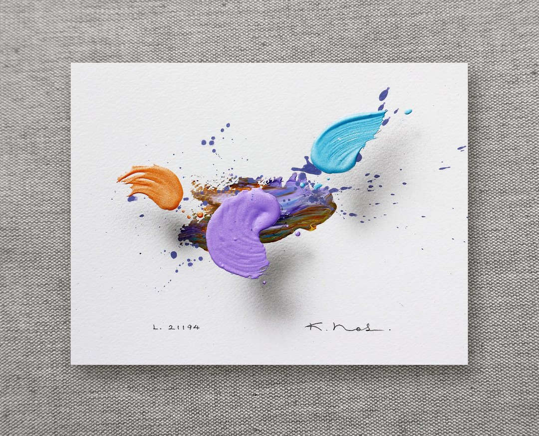 Original Abstract 3-d Painting -Layer 21194- by Kenji Hoshi, 16 x 21 cm - 海报/装饰画/版画 - 纸 透明