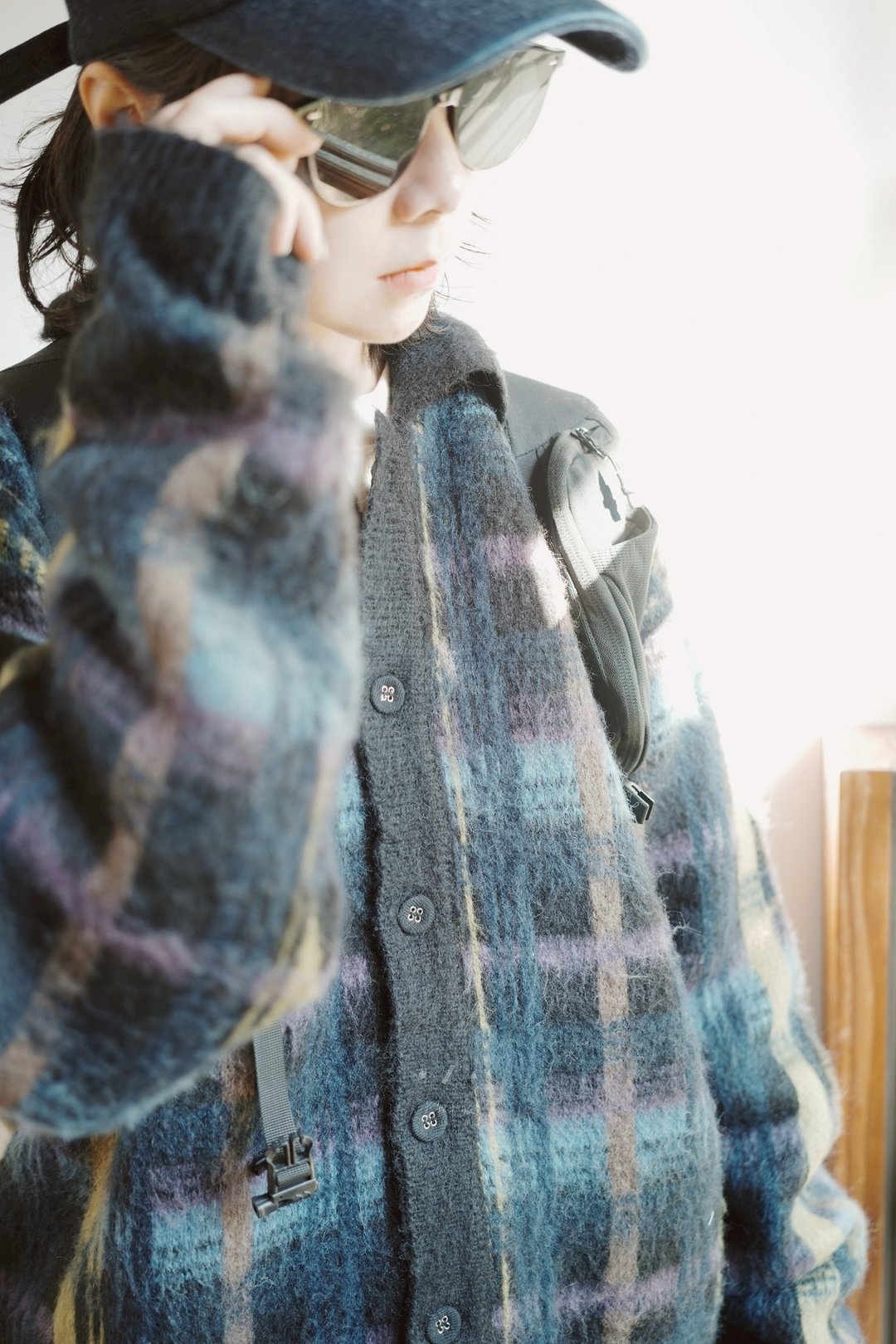 复古俱乐部翻领格纹毛衣外套 Wool 8% - 女装针织衫/毛衣 - 羊毛 多色