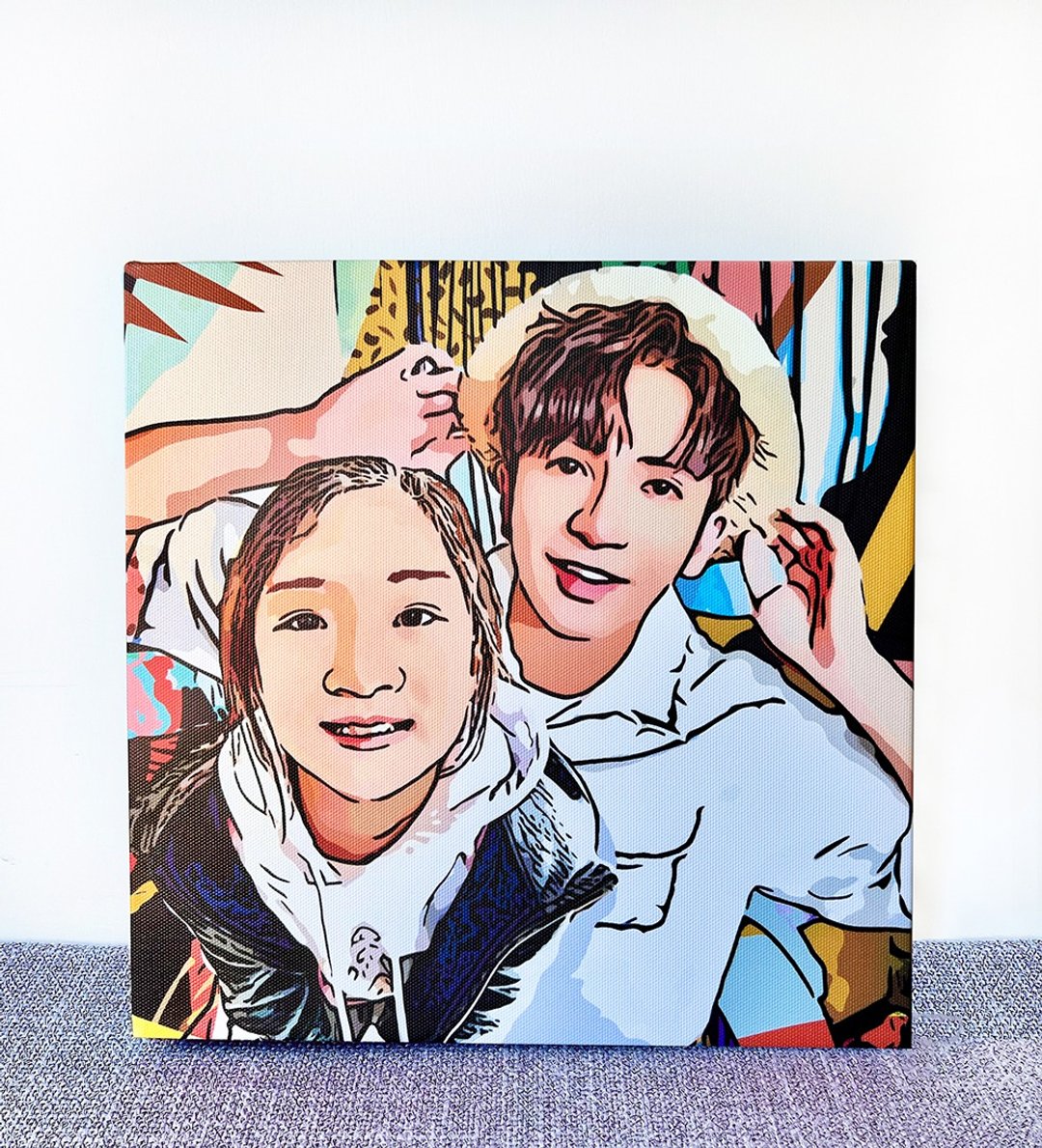 方25x25cm 定制化 人像画 似颜绘 插画 肖像 偶像 礼物 无框画 - 订制画像 - 其他人造纤维 多色