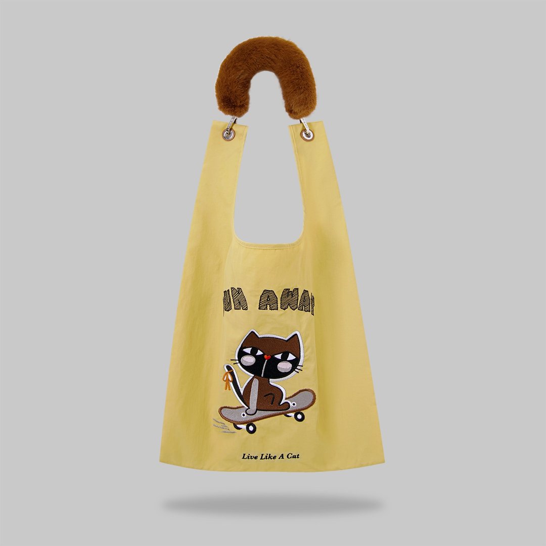 RUN AWAY Toby Bag | 配可拆仿毛肩带 - 侧背包/斜挎包 - 尼龙 黄色