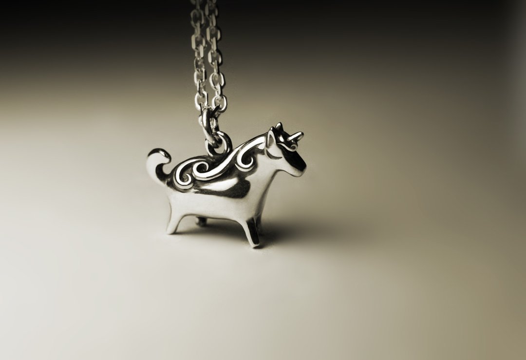 小立体独角兽项链 - 项链 - 其他金属 银色