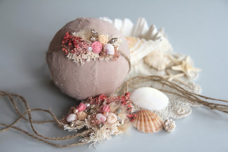 婴儿头带 宝宝头带 婴儿头饰 头饰 弥月礼物 弥月头饰 百日宴头饰 - 婴儿帽/发带 - 棉．麻 粉红色