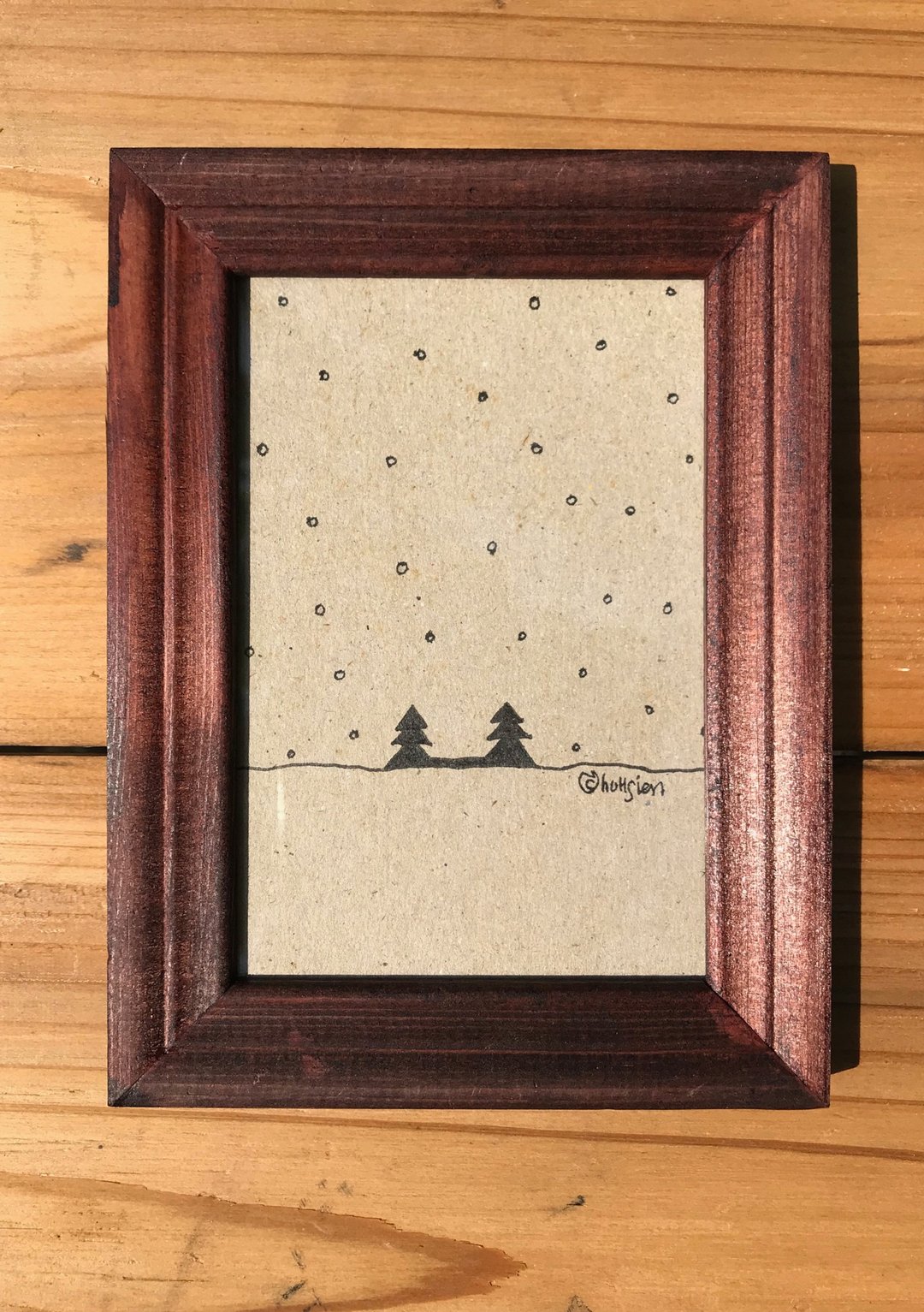 猫耳朵树 /手绘 作品 装饰 动物风 搞怪 冷杉 花旗松 植物性 雪地 - 海报/装饰画/版画 - 纸 黑色