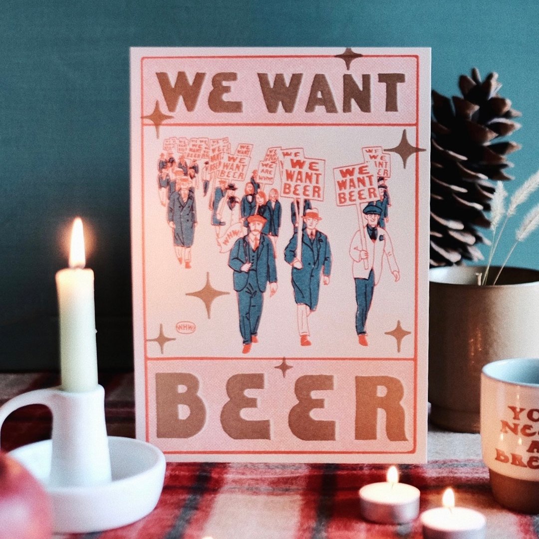 WE WANT BEER! 冬季特别版 A4 海报 - 海报/装饰画/版画 - 纸 白色