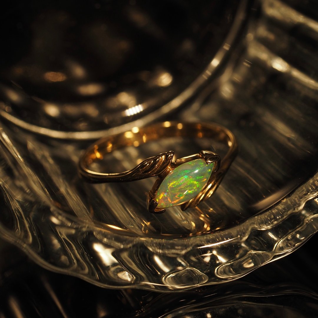 14K金蛋白石侯爵夫人戒指14K Gold Opal Marquise Ring - 戒指 - 贵金属 